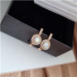 Серьги "Xuping" с камнем, цвет белый, покрытие позолота, арт.748.107