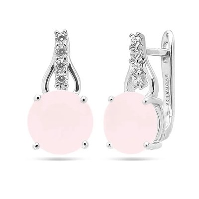 Серьги из серебра розовый кварц, МЦВ157
