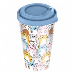 Стакан 550 мл с крышкой с декором (темно-голубой) 221152216/01