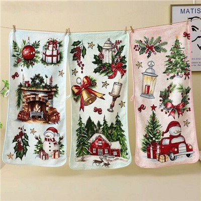 Полотенце из микрофибры "Зима" с атласной каймой 35*75 см.