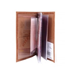 Обложка для автодокументов Premier-О-71 натуральная кожа коричневый св. пулл-ап (40)  203819