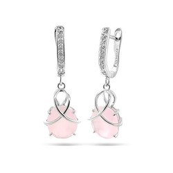 Серьги из серебра розовый кварц, МЦВ950