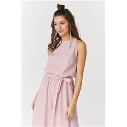 Комбинезон летний свободный в полоску на пудровом