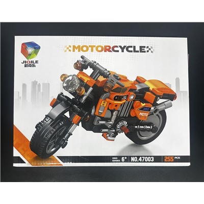 Конструктор MOTORCYCKLE Мотоцикл серо-оранжевый 255дет. 28*21см  / 47003-3