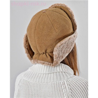 Бархат корот.уши барашек Ушанка лого МА стразы флис (56-58)