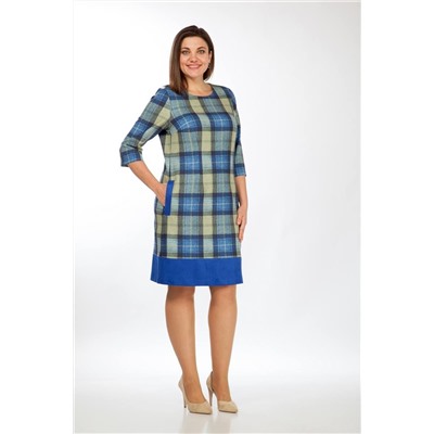 Lady Style Classic 960/1 синий_с_салатовым_"клетка", Платье