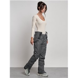 Полукомбинезон утепленный женский зимний горнолыжный серого цвета 7601Sr