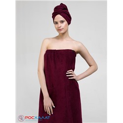 Женский махровый банный комплект (парео на пуговицах и чалма) К-26 (122)