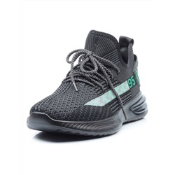 HA102-2 BLACK/GREEN Кроссовки мужские (текстиль)
