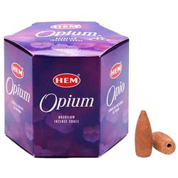 OPIUM Backflow Incense Cones, Hem (ОПИУМ благовония пуля стелющийся дым, Хем), уп. 40 конусов.