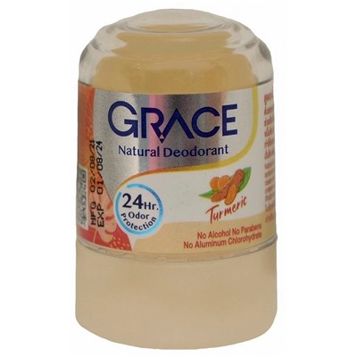 TURMERIC Crystal Deodorant, Grace (КУРКУМА кристальный алунитовый дезодорант, Грэйс), 50 г. - СРОК ГОДНОСТИ ДО 1 ИЮНЯ 2025 ГОДА