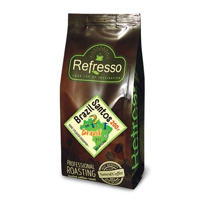 BRASIL SANTOS, Refresso (БРАЗИЛИЯ САНТОС, кофе средней обжарки, МОЛОТЫЙ, Рефрессо), 200 г. - СРОК ГОДНОСТИ ДО 20 ИЮНЯ 2025 ГОДА