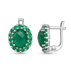 Серьги, зеленый агат, Миледи