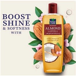 ALMOND enriched Coconut HAIR OIL, Parachute (Кокосовое масло ДЛЯ ВОЛОС, обогащенное МИНДАЛЕМ, для мягких и блестящих волос, Парашют), 200 мл.