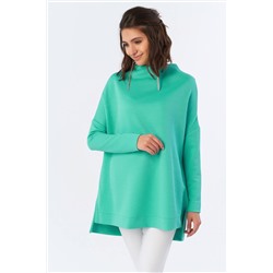 Туника трикотажная асимметричная с длинным рукавом мятная