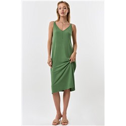 Платье летнее миди трикотажное зеленое