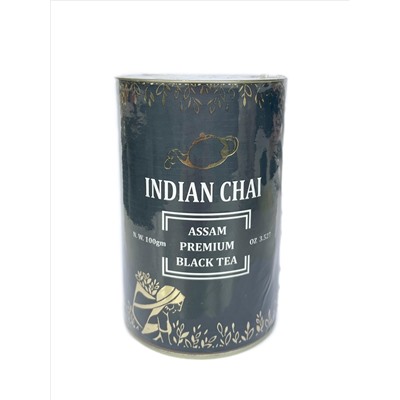 Indian Chai ASSAM Premium BLACK TEA, Bharat Bazaar (АССАМ Премиум, ЧЕРНЫЙ ЧАЙ, Бхарат Базаар), банка 100 г.