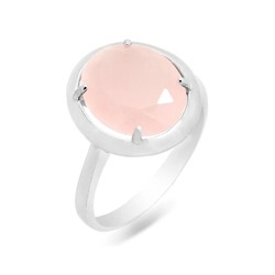 Кольцо из серебра розовый кварц, Ю-100М48