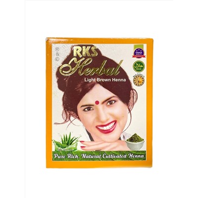 Herbal LIGHT BROWN Henna, RKS (Индийская хна для волос СВЕТЛО-КОРИЧНЕВАЯ), 1 уп. (6 пак. по 10 г.)
