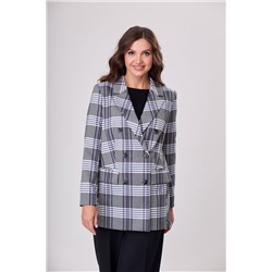 БелЭльСтиль 848-1 23 22+601-1 61 22 сине-бело-черная клетка, Брюки,  Жакет