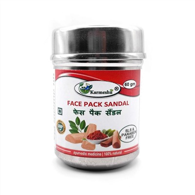 Face Pack SANDAL, SLS & Paraben Free, Karmeshu (Осветляющая маска для лица САНДАЛ, БЕЗ Сульфатов и Парабенов, Кармешу), 60 г.