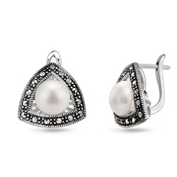 Серьги, жемчуг , марказит, SL-AGA528