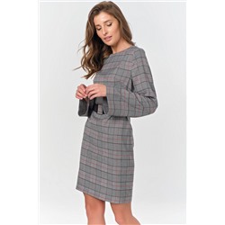 Платье из костюмной ткани в серую клетку