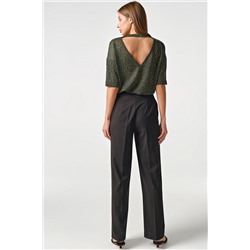 Туника трикотажная ажурная с люрексом зеленая