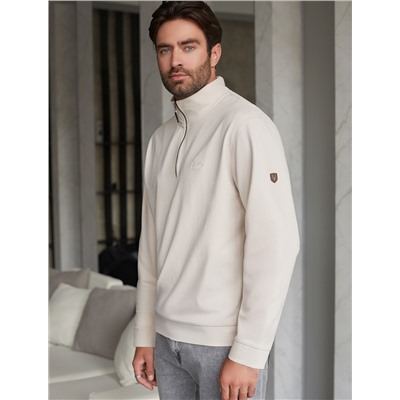 Свитшот с воротом стойкой на молнии из эластичного футера двухнитки