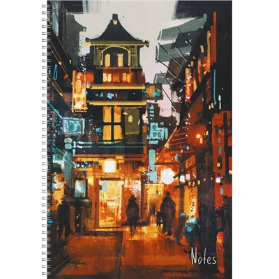 Тетрадь А4 60 л клетка  спираль для конспектов  NIGHT CITY (бел.лист) Экс.ТС4604932