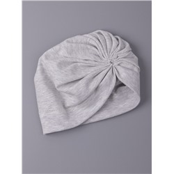 Чалма трикотажная для девочки, бант из фатина, корона, серый