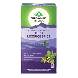 TULSI LICORICE SPICE, Organic India (ТУЛСИ ЛАКРИЦА И СПЕЦИИ, восстановление и аромат, Органик Индия), 25 пакетиков.