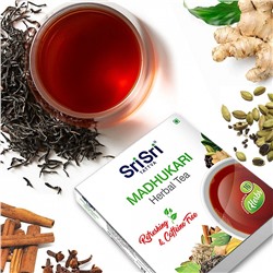 MADHUKARI Herbal Tea, Sri Sri Tattva (МАДХУКАРИ травяной чай, Освежающий, Без Кофеина, Шри Шри Таттва), 100 г. - СРОК ГОДНОСТИ ДО 31 МАРТА 2025 ГОДА