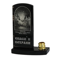 Икона из обсидиана на подставке "Рождество" 1 свеча 50*27*65мм