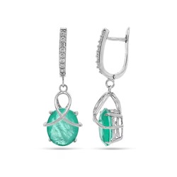 Серьги из серебра турмалин параиба выращ., МЦВ950