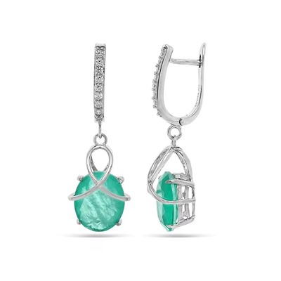 Серьги из серебра турмалин параиба выращ., МЦВ950