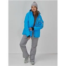 Горнолыжная куртка женская зимняя синего цвета 7017S