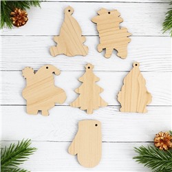 Набор подвесок на елку в деревянной коробке "Цветные"