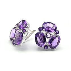 Кольцо и Серьги С925 с аметистом, размер 19, 25г