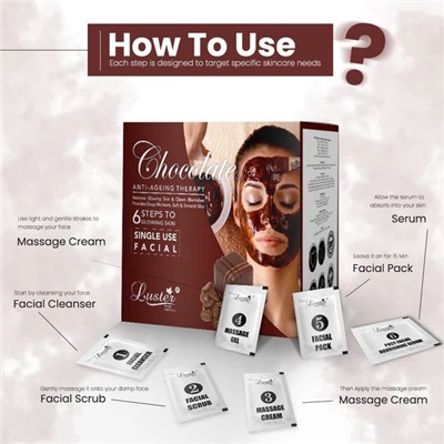 COCOLATE Anti-Ageing Therapy Facial Kit, Luster (ШОКОЛАД антивозрастной набор для ухода за лицом, Ластер), 1 уп. (40 мл.)