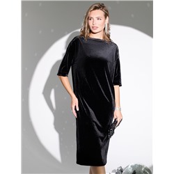 Платье прямое из мягкого бархата с V-образным вырезом на спине