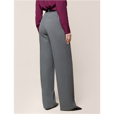 Брюки-палаццо из фактурной черно-серой поливискозы с эластаном