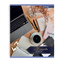 Тетрадь 48 л клетка офсет  спираль  ALINGAR OFFICE AL9473
