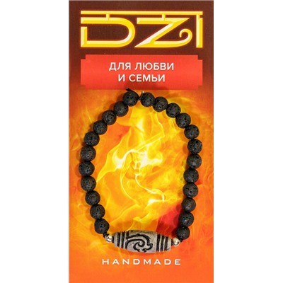 Браслет DZI на резинке, с Лавовым камнем и Бусиной ДЗИ - ЗЕЛЕНАЯ ТАРА №2 - для любви и семьи (ручная работа), Giftman, 1 шт.