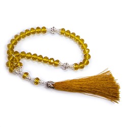 Чётки мусульманские SEW3908-71-1 ЖЁЛТЫЕ искусственный хрусталь (33 бусины), 1 шт.