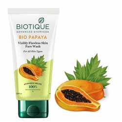 BIO PAPAYA Visibly Flawless Skin Face Wash, Biotique (ПАПАЙЯ Гель для умывания, для всех типов кожи, Биотик), 150 мл. - СРОК ГОДНОСТИ ДО 31 МАЯ 2025 ГОДА