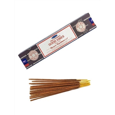 Nag Champa GOOD VIBES Incense, Satya (Благовония НАГ ЧАМПА ХОРОШИЕ ВИБРАЦИИ, Сатья), 15 г.