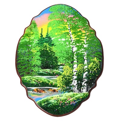 Панно с рисунком из камня, летнее утро "облако" 37*50см, 1125г