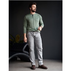 Джемпер хенли из полотна пике с меланжевым плетением с эластаном