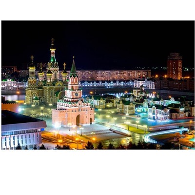 Алмазная мозаика на подрамнике 20*30см Ночная Москва (матов.) 20цветов  AL7535